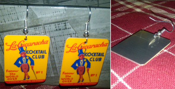 Dangle Earrings by Jim Spinx- La Cucaracha Cocktail Club