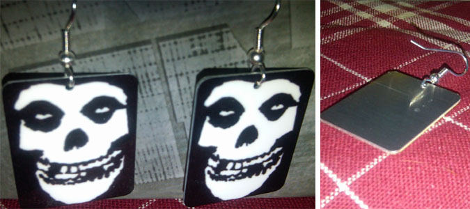 Dangle Earrings by Jim Spinx- Crimson Ghost Skull