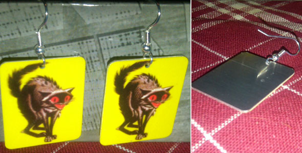 Dangle Earrings by Jim Spinx- Black Cat