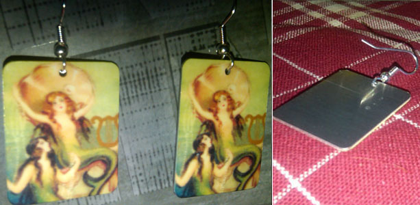 Dangle Earrings by Jim Spinx- Mermaid And Clam