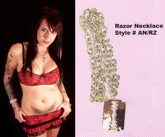 Show product details for Razor Blade Necklace by Switchblade Stiletto 