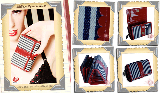 Show product details for Sideshow Dynamo Wallet (BLUE/WHITE STRIPED) by Hell's Belles