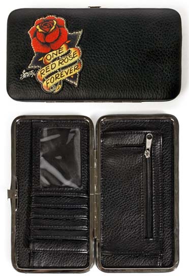 One Red Rose Hinge Wallet by Sailor Jerry