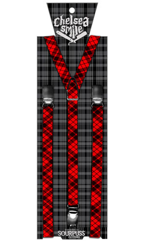 Chelsea Smile Braces by Sourpuss- Black/Red Plaid
