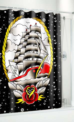 Clipper Ship Shower Curtain by Sourpuss