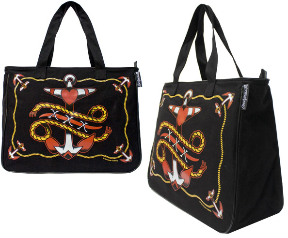 Roped Anchor Zip Top Tote Bag by Sourpuss - SALE
