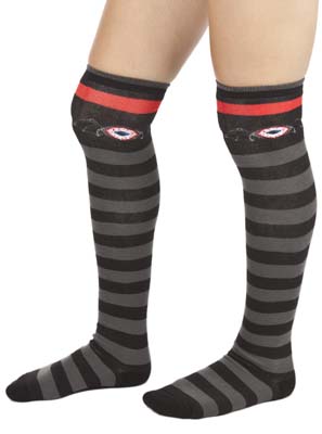 Bat Eyeball Striped Thigh High Socks by Sourpuss - SALE