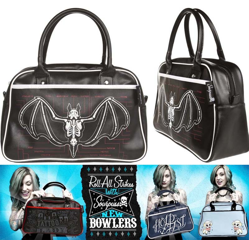 Bowler Purse / Bag by Sourpuss- Anatomical Bat