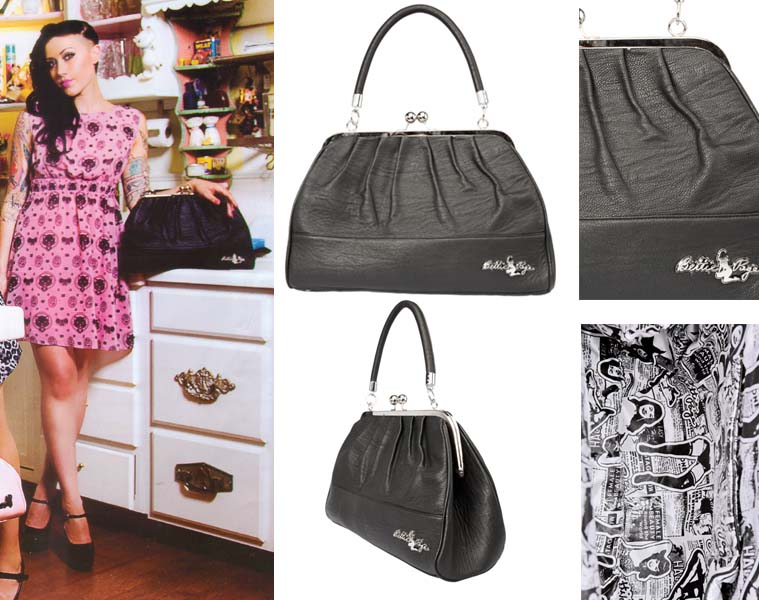 Bettie Page Teaserama Purse in BLACK by Sourpuss