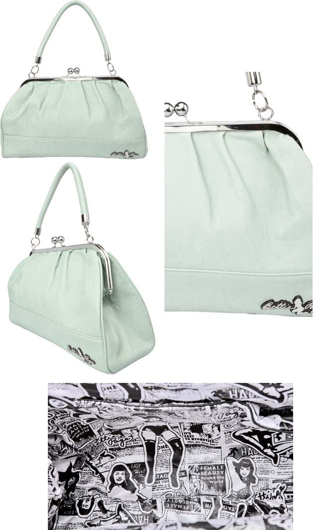 Bettie Page Teaserama Purse in MINT by Sourpuss - SALE