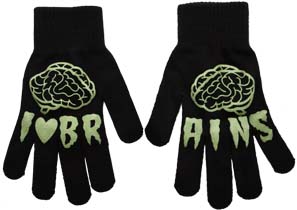 I Love Brains Gloves by Sourpuss - SALE