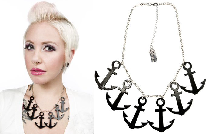 Anchors Away Necklace by Sourpuss - Black