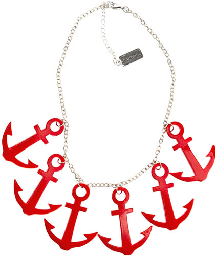 Anchors Away Necklace by Sourpuss - Red