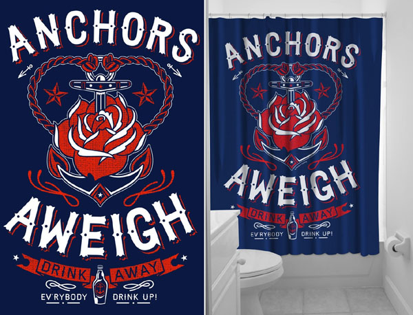 Anchors Aweigh Shower Curtain by Sourpuss