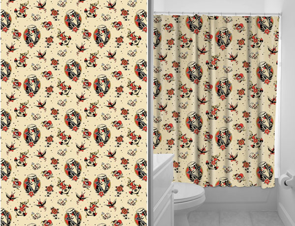 Lost Love Flash Print Shower Curtain by Sourpuss