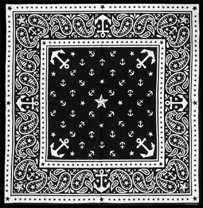 Nautical Night bandana by Sourpuss (White Anchors on Black)