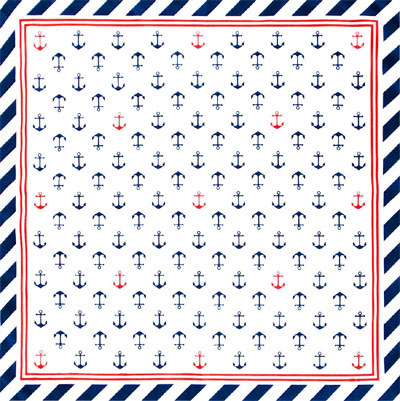 Sail Away bandana by Sourpuss (Red & White Anchors)