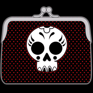 Show product details for Coin Purse With Red Dots & White Skull by Sourpuss