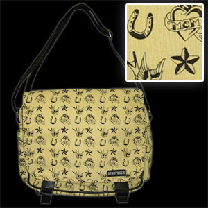 Show product details for Tattoo Flash canvas diaper bag by Sourpuss (Can be used as a carryall!)