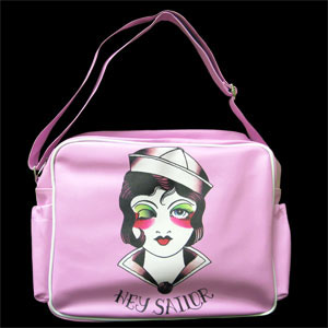 Show product details for Hey Sailor vinyl diaper bag by Sourpuss (Can be used as a carryall!)