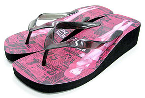 Show product details for Bettie Page platform flip flops