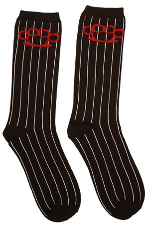 Brass Knuckles Pinstripe Guys Socks by Sourpuss - SALE