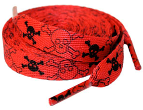 Skulls On Red shoe/roller skate laces by Sourpuss - SALE
