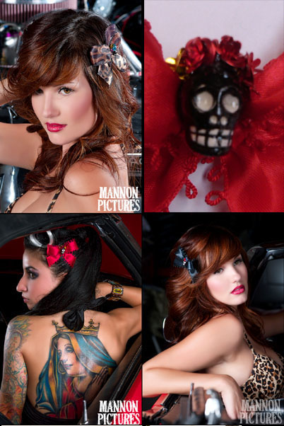 Sugar Skull Bow Hair Clip by Lila-Jo