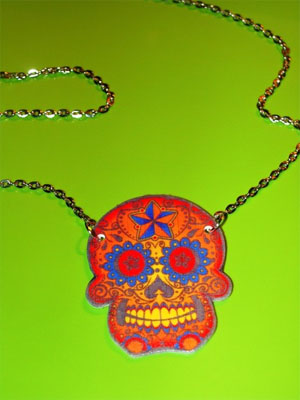 Show product details for Sugar Skull With Nautical Star Necklace by Little Angels