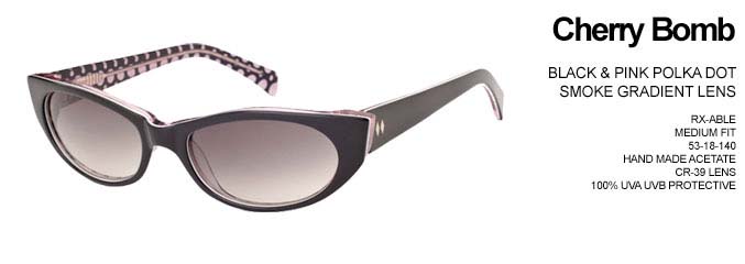 Cherry Bomb Sunglasses by Tres Noir- BLACK & PINK POLKA DOT