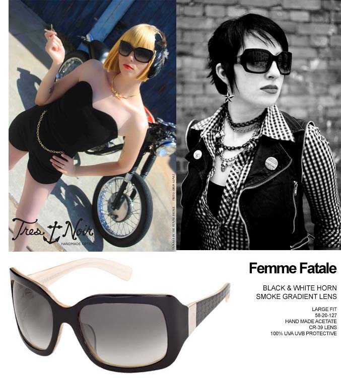 Femme Fatale Sunglasses by Tres Noir- BLACK & WHITE HORN
