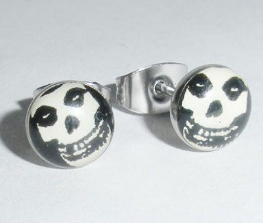 Misfits Crimson Ghost Skull Tiny Stud Earrings
