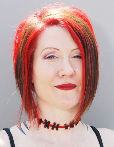 Bright Red/Black Wide Stitch Choker by VonErickson's Laboratory