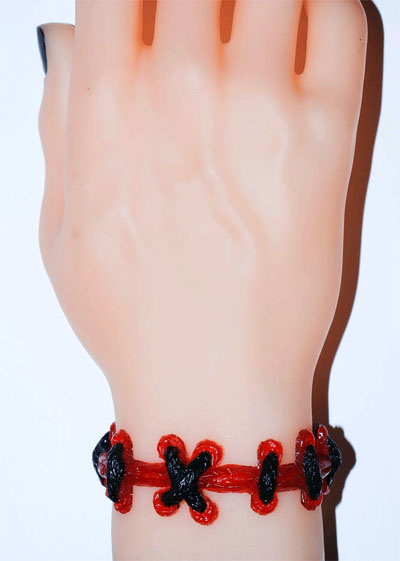 Extreme Red/Black Stitch Vinyl Bracelet by VonErickson's Laboratory