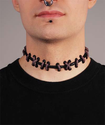 Shrunken Head Wide Stitch Choker by VonErickson's Laboratory
