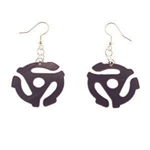 Recycled Record Vinyl Earrings by Vling- 45 Adapter