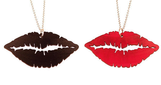 Recycled Record Vinyl Necklace by Vling- Lips