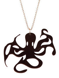 Show product details for Recycled Record Vinyl Necklace by Vling- Octopus