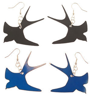 Recycled Record Vinyl Earrings by Vling- Swallows