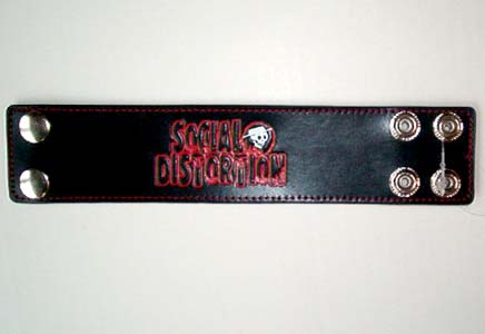 Social Distortion- Logo on a black leather bracelet