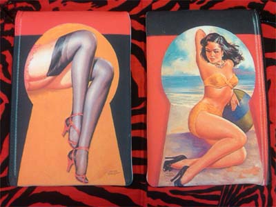 Neoprene Screened 2 Sided Clutch/Make Up Bag by Jim Spinx- Keyhole Pinup - SALE