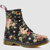 8 Eye Boot in Black Canvas With Victorian Flower Print by Dr. Martens