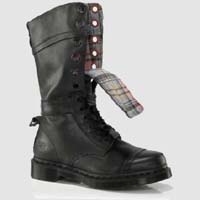 12 Eye Triumph Boots in Black Mirage by Dr. Martens
