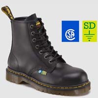 7 Eye Black Fine Haircell Steel Toe Industrial Boot by Dr. Martens