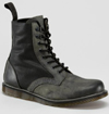 8 Eye Dark Grey/Black Leather & Waxy Canvas Dr. Martens Boots