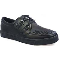 Black Leather creeper style sneaker by Tred Air UK