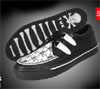 Black Leather Creeper Style Sneaker With Skull And Bones Print Top by TUK (Sale price!)