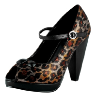 Leopard Fishnet Rocket Heel With Studs And Bow by Tred Air UK (Sale price!)