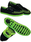 Black & Neon Green Rocker Creeper Style Sneaker by Tredair UK