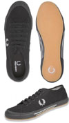 Tennis Style Low Top Plimsoll Canvas Sneaker in BLACK by Fred Perry